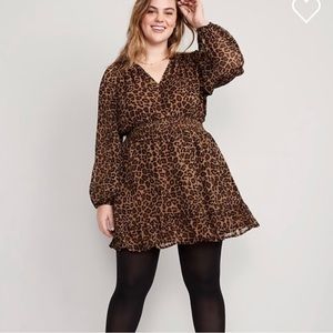 NWT XL Old Navy Long Sleeve Leopard Dress
